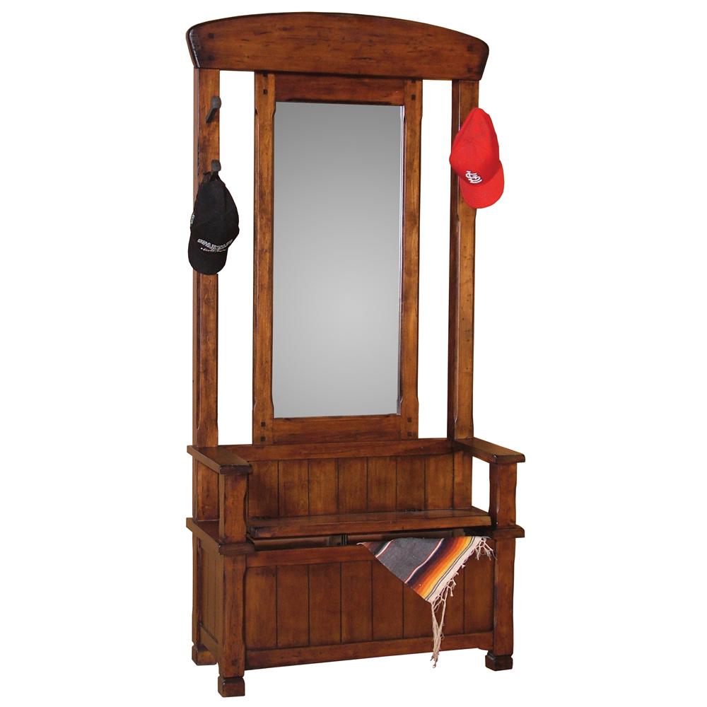 Sunny Designs Santa Fe Traditional Hall Tree with Mirror and Storage